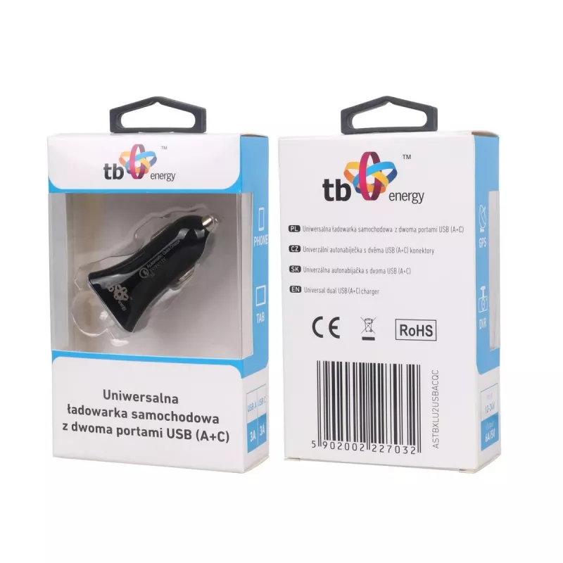Φορτιστής αυτοκινήτου Universal USB a+c Qc Tb ASTBXLU2USBACQC