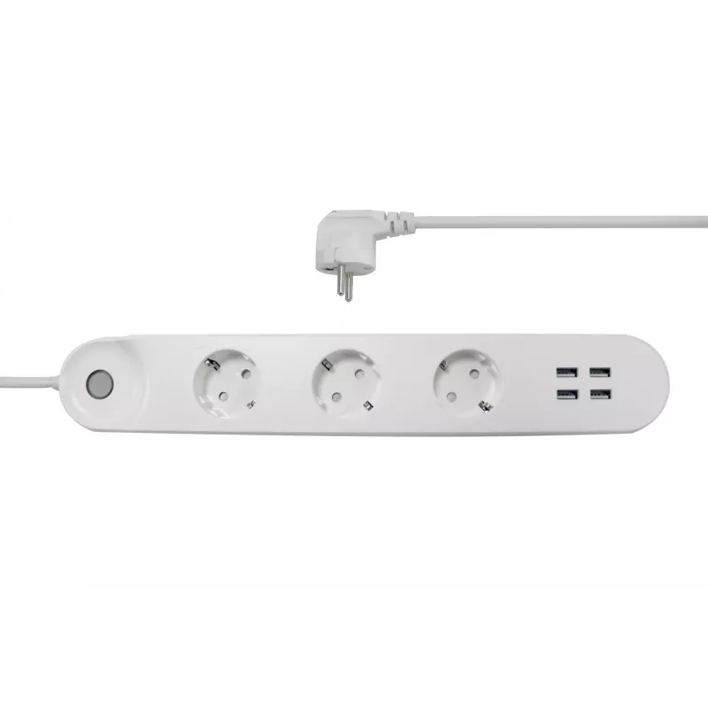 Έξυπνο πολύπριζο Denver SHP-300U 3 πρίζες AC Τύπου E 4 λευκό