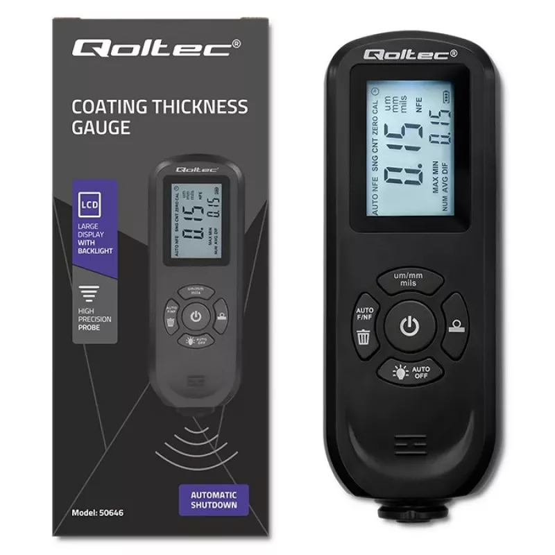 Μετρητής πάχους επιστρώσεων QOLTEC 50646 LCD 0–2000 µm