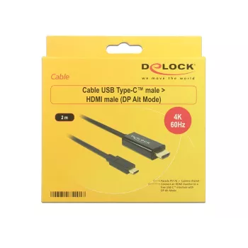 Προσαρμογέας καλωδίου βίντεο DeLOCK 85291 USB Type-C HDMI 2 m μαύρο