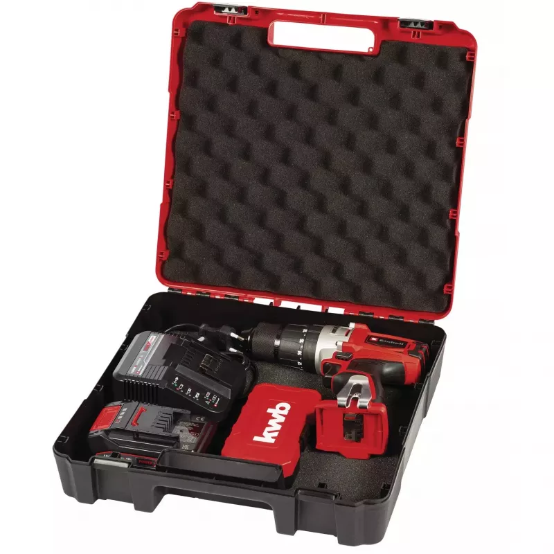 Einhell TE-CD 18/2 Li-i +22 κρουστικό δραπανοκατσάβιδο μπαταρίας 18 V, 1250 σ.α.λ., με μπαταρία 2,5 Ah, φορτιστή και βαλίτσα, κόκκινο/μαύρο
