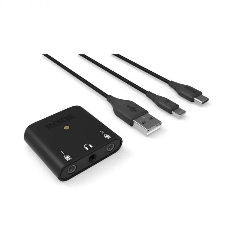 RØDE AI-Micro κινητή διεπαφή ήχου, 2x είσοδοι TRS/TRRS 3,5 mm, έξοδος ακουστικών 3,5 mm, USB-C, μαύρη