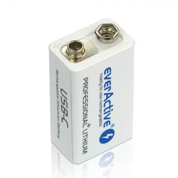 Επαναφορτιζόμενη μπαταρία everActive 6F22/9V Li-ion 550 mAh με USB TYPE C