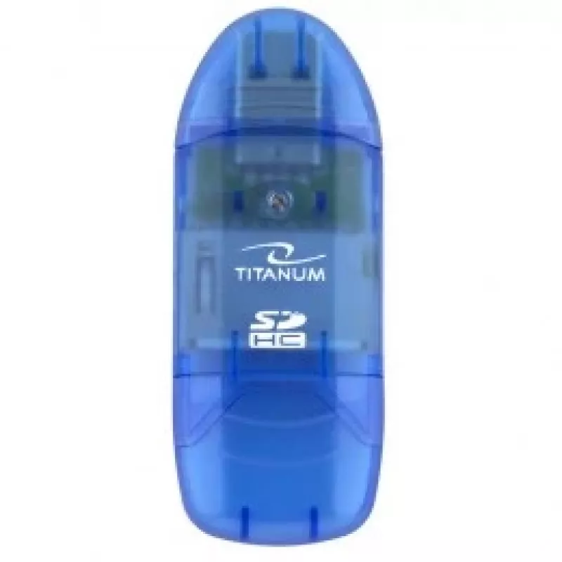 Titanum TA101B εξωτερικός αναγνώστης καρτών, USB 2.0, MicroSDHC/miniSD/MMC/SD/SDHC, μπλε