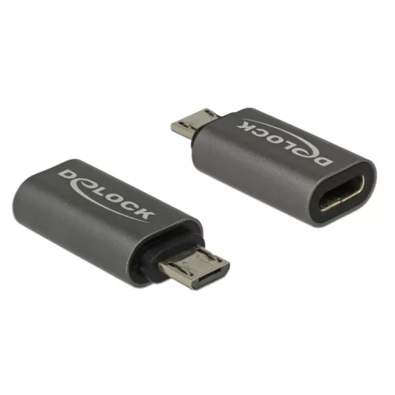 DeLOCK - Προσαρμογέας USB - USB-C (Θηλυκό) σε Micro-USB Type-B (Αρσενικό) - USB 3.1 Gen 1 - 2,8 cm - Ανθρακί (65927)