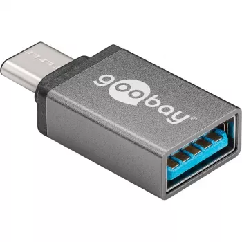 Wentronic Goobay Προσαρμογέας USB-C™ - υποδοχή θηλυκή USB 3.0 A, γκρι - για σύνδεση μεταξύ συσκευών USB-C™ και USB-A (56621)