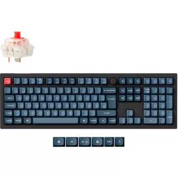 V6 Max, πληκτρολόγιο Gaming μαύρο/μπλε-γκρι, DE-Layout, Gateron Jupiter Red, Hot-Swap, RGB