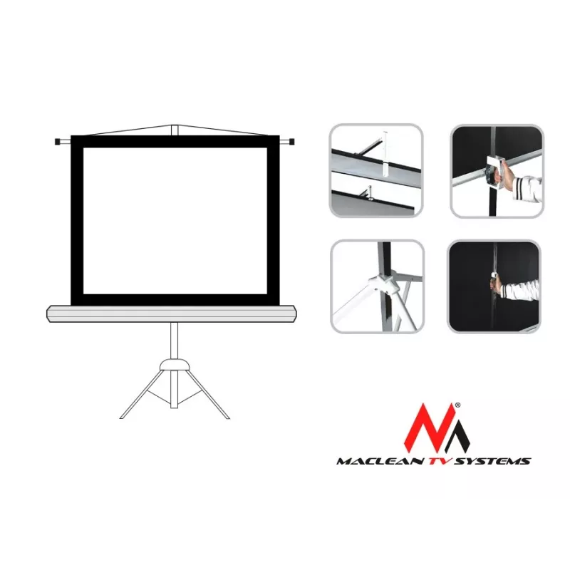 Οθόνη προβολής με τρίποδο Maclean MC-680 112 1:1 200x200