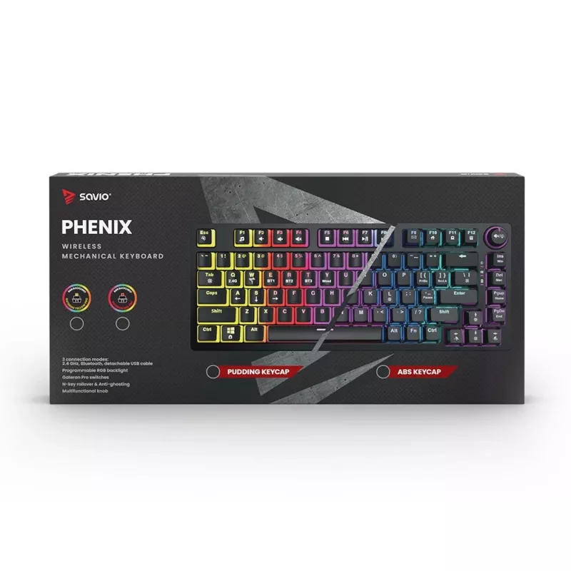 Gaming πληκτρολόγιο Savio SAVGK-PHENIX RED PUDDING μηχανικό RGB Wireless