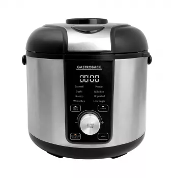 Μαγειρευτής ρυζιού GASTROBACK Rice Control Low Carb & Steam, 3 L, 450 W, μαύρο/ανοξείδωτο χάλυβα