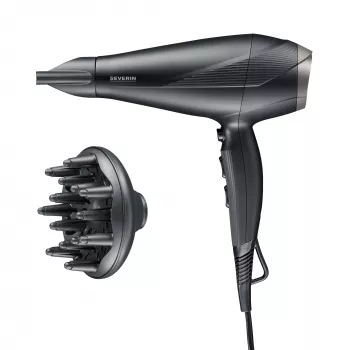 Πιστολάκι μαλλιών SEVERIN HT0167 Μαύρο/Ασημί, 1600 W, συμπαγές αναδιπλούμενο σχέδιο