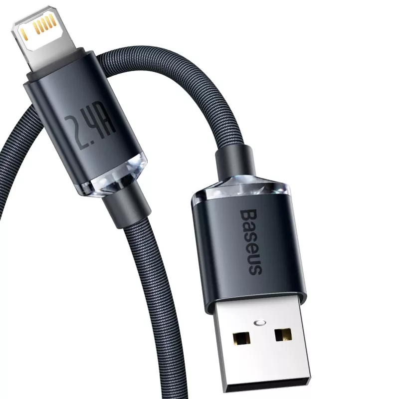 Baseus Crystal Shine καλώδιο USB σε Lightning, 2,4A, 2m (μαύρο)