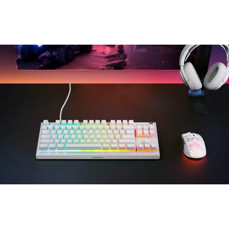 Πληκτρολόγιο SteelSeries Apex 3 TKL US, λευκό