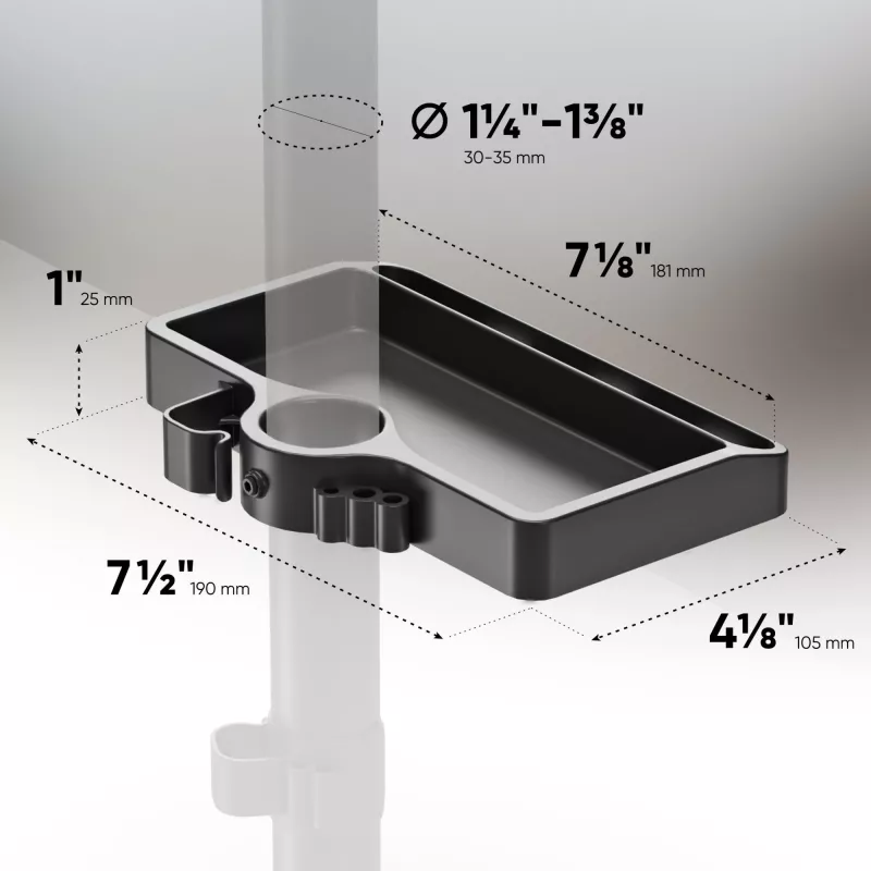 ONKRON A35 Ράφι, μαύρο ABS πλαστικό, 190×105 mm, 160 g