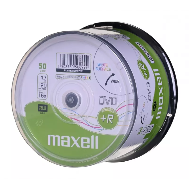 MAXELL DVD+R 4,7 GB 16x συσκευασία 50 τεμ. εκτυπώσιμο Cakebox