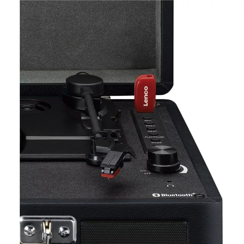 Lenco TT-115 πικάπ με ιμάντα, Bluetooth, USB-A, έξοδος ακουστικών 3,5 mm, 4 W RMS, 33/45/78 RPM, μαύρο