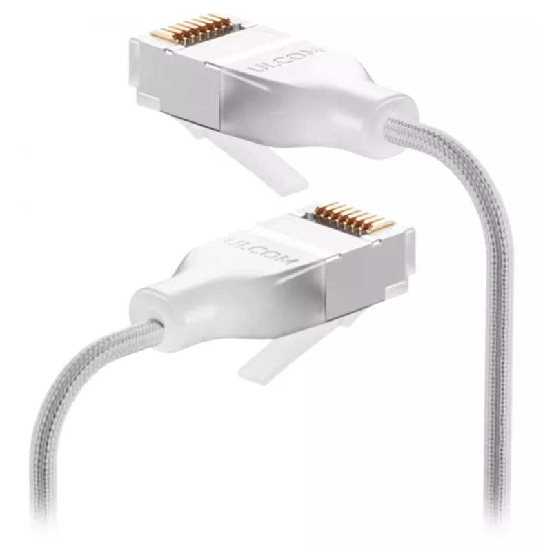 Καλώδιο δικτύου patch UBIQUITI UACC-CABLE-PATCH-EL-C6A-1M-W — Cat6a, 1 m, RJ-45, διαφανές λευκό