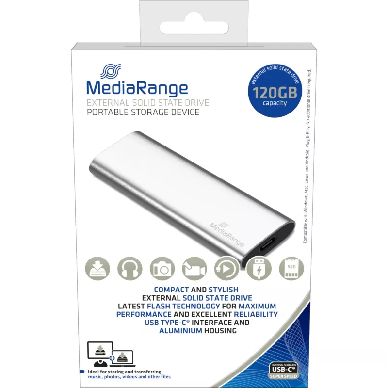 Μονάδα SSD MediaRange 120 GB M.2 USB Type-C 3.2 Gen 2 MR1100