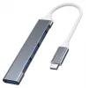 USB hub VAKOSS TC-4125X — 1× USB 3.0 Type-A, 3× USB 2.0 Type-A, Host: USB Type-C, ασημί