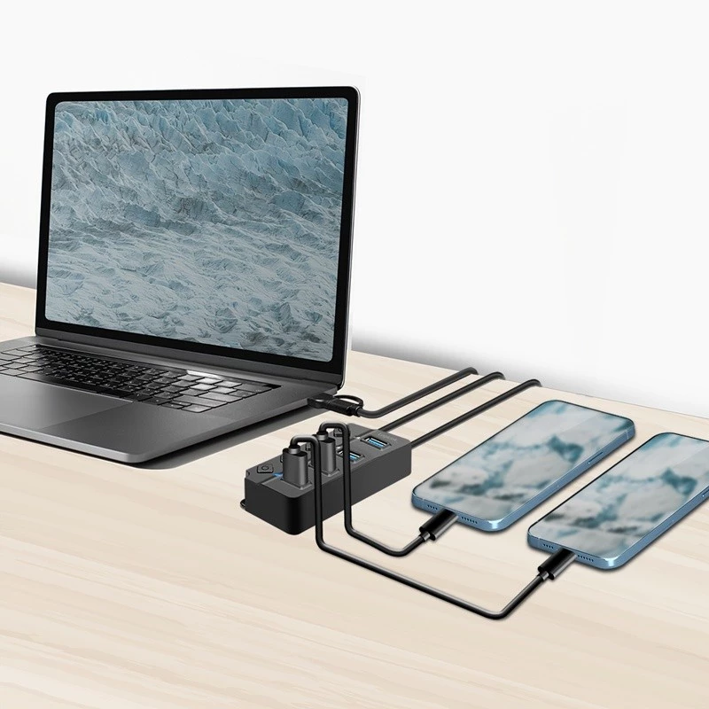 USB 3.2 Gen1 HUB, 4x USB-A διακόπτης on/off