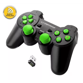 Ενσύρματο gamepad ESPERANZA EGG108G — USB 2.0, 12 πλήκτρα, αναλογικό/ψηφιακό, D-Pad, για PC και PlayStation 3, μαύρο/πράσινο