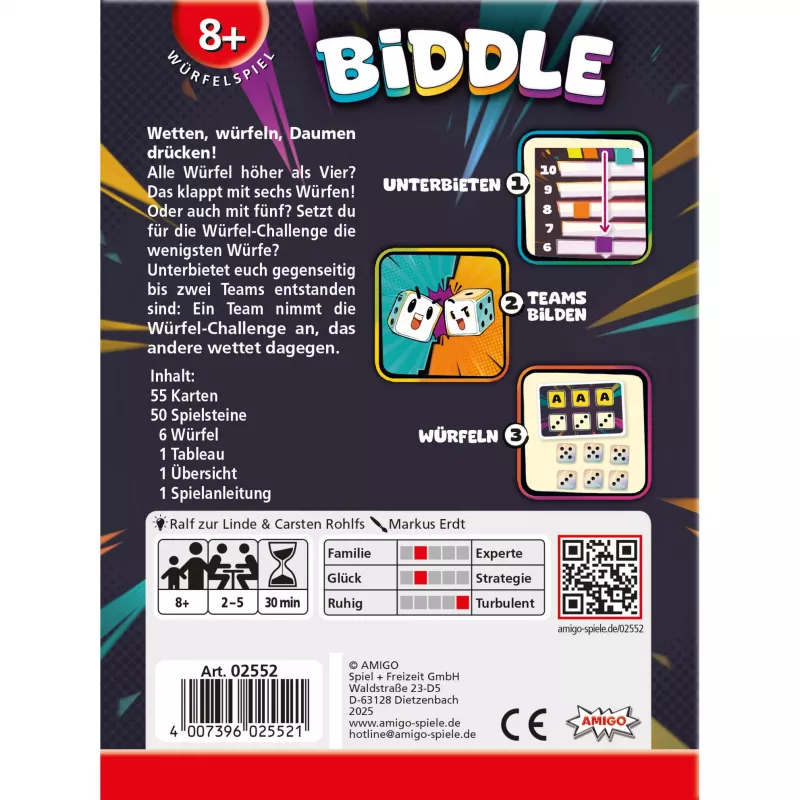 Biddle, παιχνίδι με ζάρια
