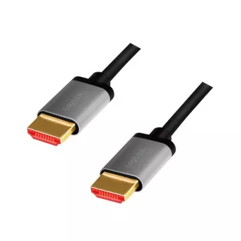 LogiLink - Ultra High Speed - Καλώδιο HDMI με Ethernet - HDMI αρσενικό σε HDMI αρσενικό - 1 m - Τριπλή μόνωση - Γκρι, Μαύρο - υποστηρίζει 8K 60