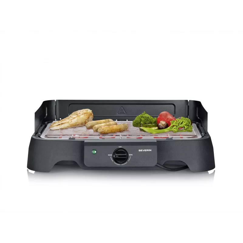 Επιτραπέζια ηλεκτρική ψηστιέρα SEVERIN PG 8593, 2000 W, ορθογώνια σχάρα, μαύρη