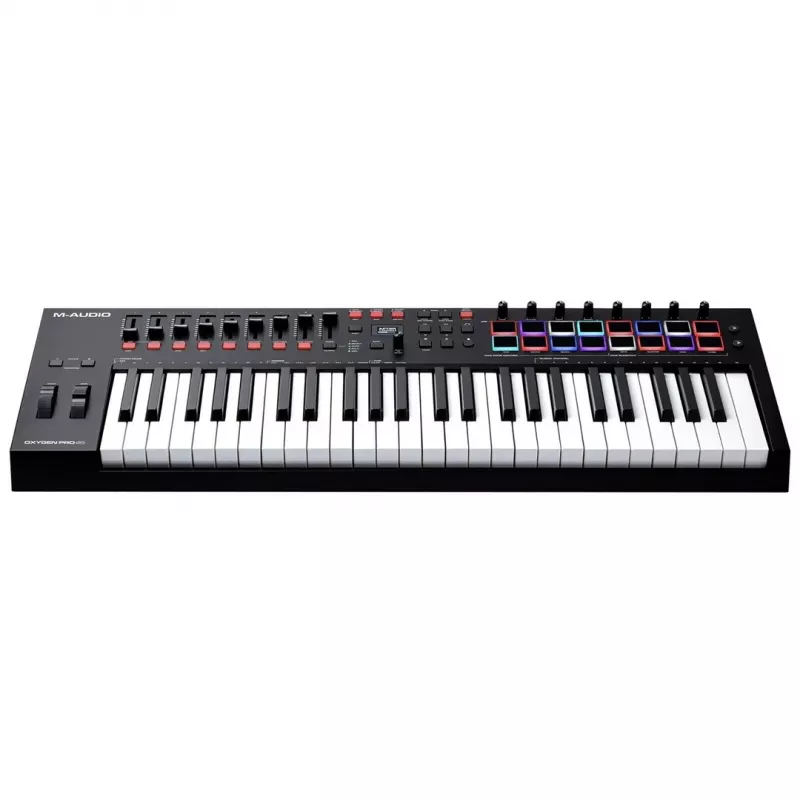 M-Audio Oxygen Pro 49 Πληκτρολόγιο MIDI controller — 49 πλήκτρα, 16 pads, 9 faders, οθόνη OLED, USB, MIDI-Out