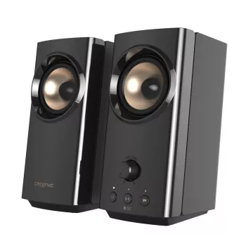CREATIVE T60 2.0 συμπαγή ηχεία Hi-Fi desktop με καθαρό διάλογο και surround μέσω Sound Blaster SmartComms Kit, θύρες USB-C audio, μικροφώνου και headset B