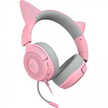 Headset Razer Kraken Kitty V3 X — Ενσύρματο, USB Type-A, Over-Ear, 20–28kHz, καλώδιο 1,3 m, Ροζ