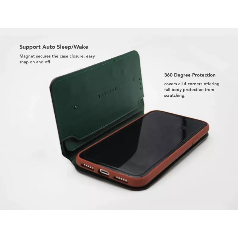Προστατευτική θήκη VixFox για iPhone XSMAX – forest green, θήκη folio με θήκη καρτών