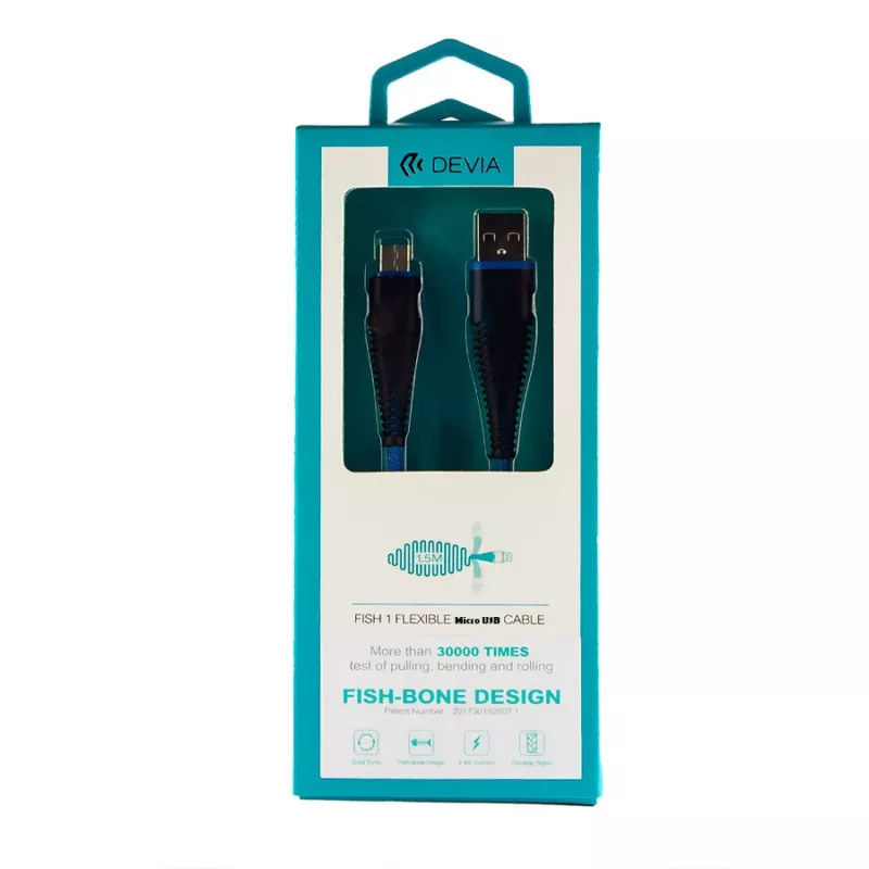 Καλώδιο USB Micro-B Devia Fish 1 Series 5V 2,4A 1,5m Μπλε