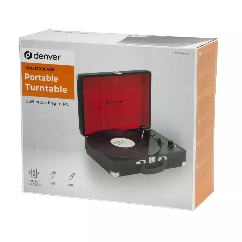 Denver VPL-120 Πικάπ USB με ενσωματωμένα ηχεία, Μαύρο