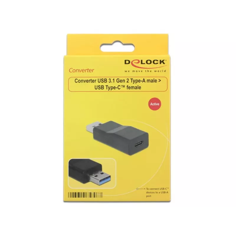 Προσαρμογέας καλωδίου DeLOCK 65696 USB 3.1 Gen 2 Type-A σε Type-C μαύρο