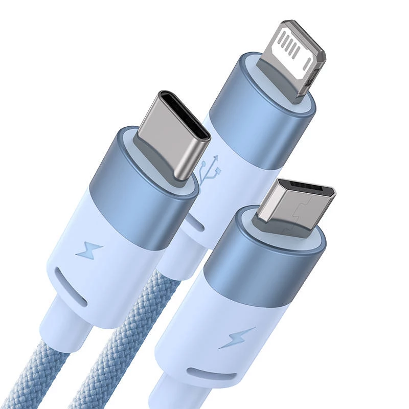 3in1 καλώδιο USB Baseus StarSpeed Series, USB-C + Micro + Lightning 3,5A, 1,2m (μπλε)