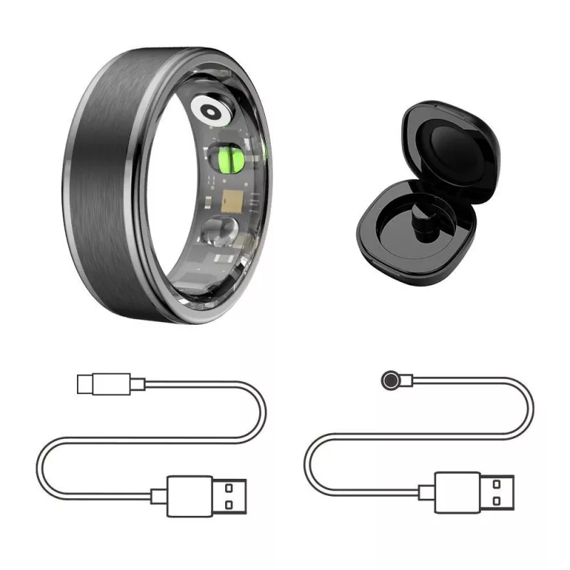 Έξυπνο δαχτυλίδι Manta SR01BK-57 Black, καρδιακός ρυθμός και οξυγόνο αίματος, IP68