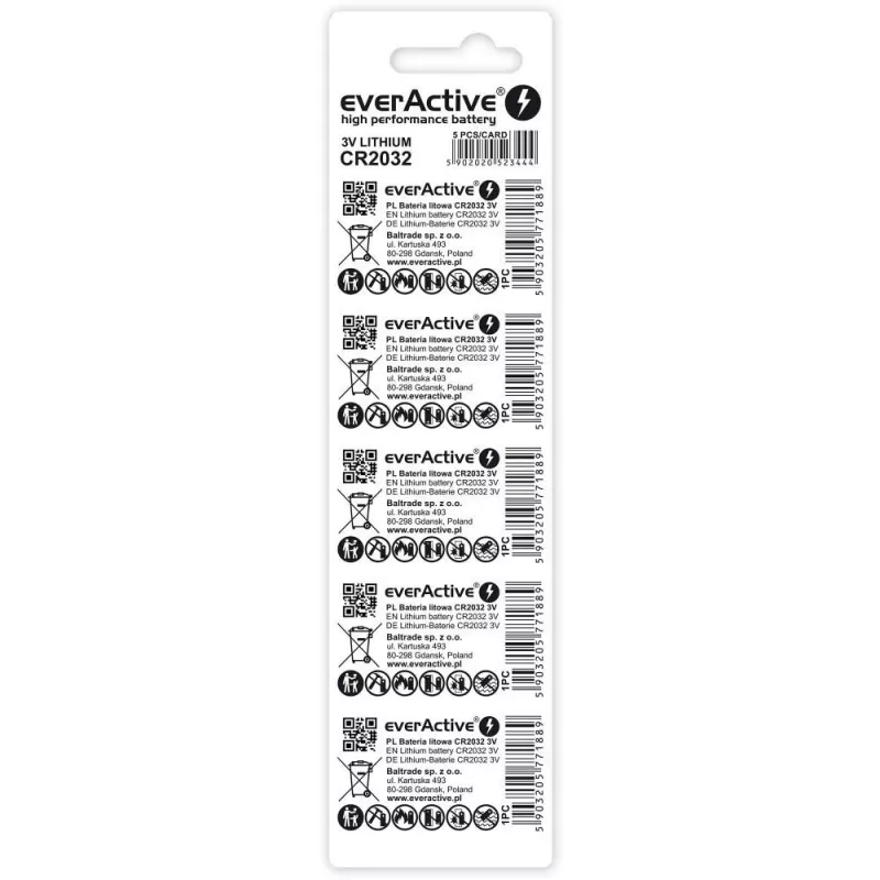 Μπαταρίες λιθίου everActive CR2032 - blister 5 τεμ.