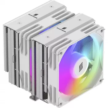 Ψύκτρα CPU Silentware Titan RGB White, ψύκτρα αέρα Dual-Tower, 265 W TDP, 2× ανεμιστήρες PWM ARGB 120 mm