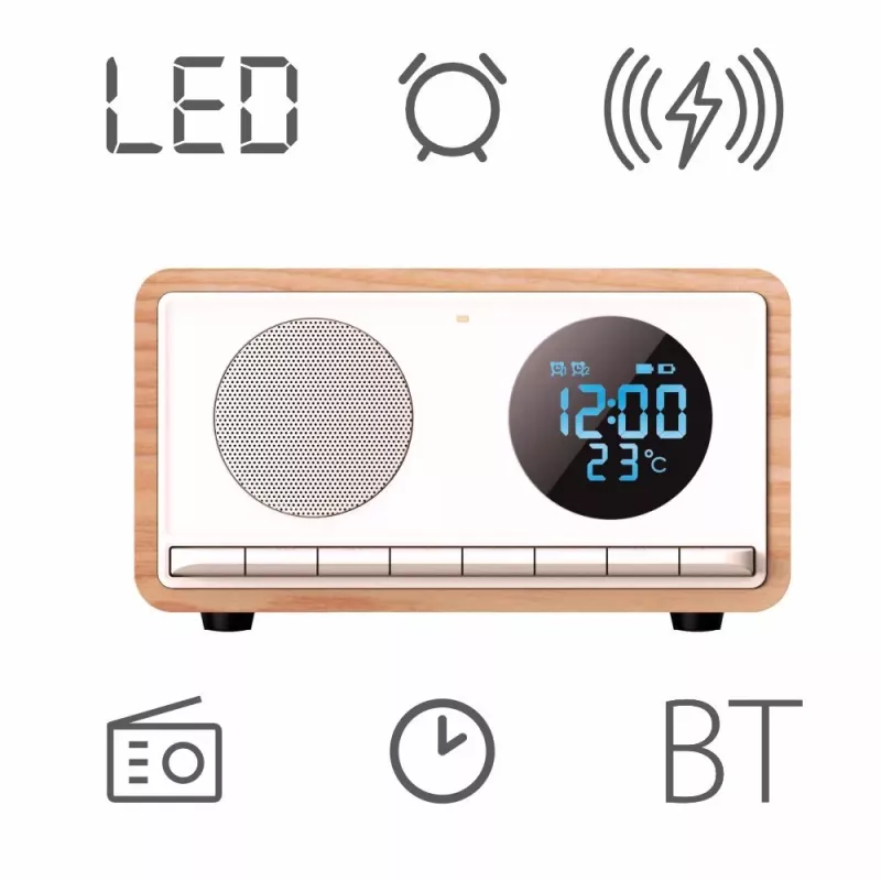 Ρολόι-ξυπνητήρι MANTA RDI912W Rimini, Bluetooth και ασύρματη φόρτιση, λευκό