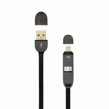 Καλώδιο USB-A αρσενικό σε Micro-USB + 8-pin iPhone αρσενικό SBOX 1 m μαύρο