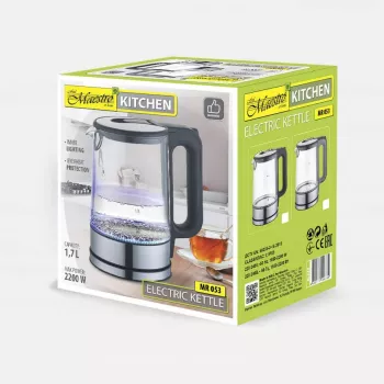 Βραστήρας Maestro MR-053 1,7 l 2200 W Γυάλινο Σώμα Μαύρο με Ένδειξη Στάθμης Νερού