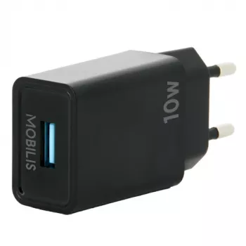 Mobilis - Τροφοδοτικό - γρήγορο - 10,5 Watt - QC (USB) - Μαύρο - Ευρώπη (001360)