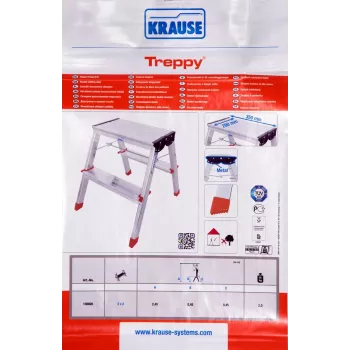Krause Treppy 130020 αναδιπλούμενο σκαλοπάτι διπλής όψης, 2x2 σκαλοπάτια, ασημί