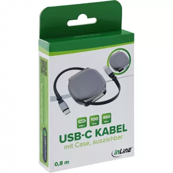 Καλώδιο USB-C InLine 35850, 100W Power Delivery, 0,80 m, μαύρο/γκρι