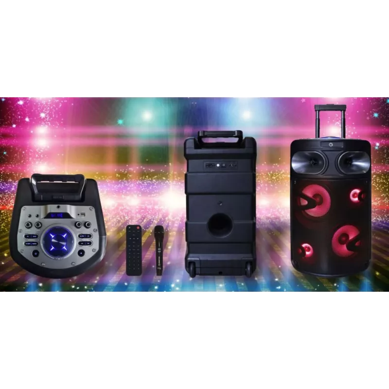 Φορητό ηχείο Bluetooth karaoke MANTA SPK0803B140 140W, με μπαταρία, MIC/USB/microSD, FM, equalizer, ρόδες