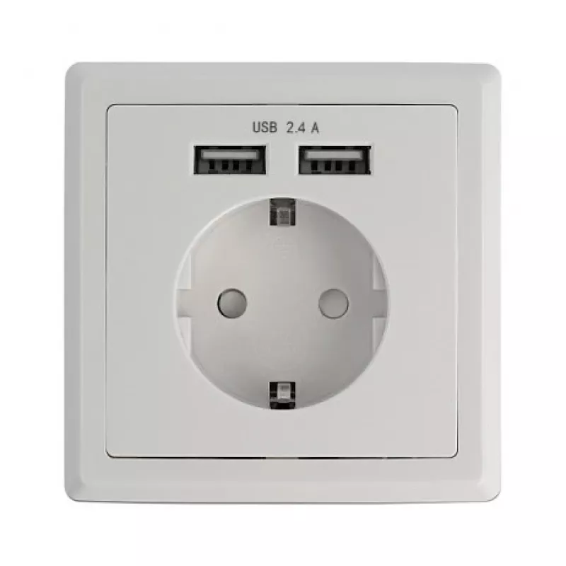 Πρίζα CEE 7/3 + USB DeLOCK 11471