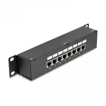 DeLOCK 10 ιντσών Patchpanel σύζευξης 8 Ports Cat.6 RJ45 μαύρο 1U