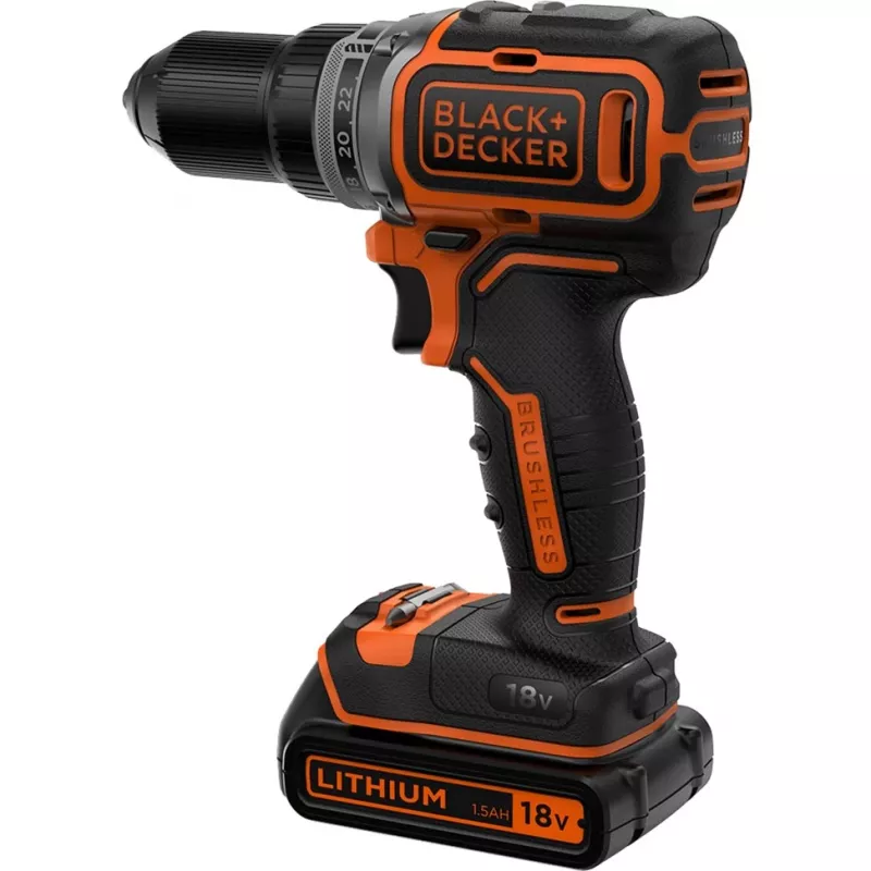 Black & Decker BL186K-QW επαναφορτιζόμενο δραπανοκατσάβιδο, 18 V, μπαταρία ιόντων λιθίου 1,5 Ah, 2 ταχυτήτων, 1650 RPM, 52 Nm, με βαλίτσα, μαύρο/πορτοκαλί