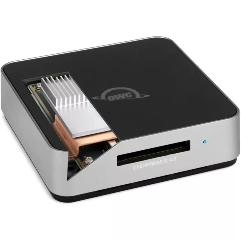 OWC Atlas OWCTCCFXB4RDR USB4 συσκευή ανάγνωσης/εγγραφής καρτών CFexpress Type B 4.0, περιλαμβάνεται προσαρμογέας CFexpress A σε B, αλουμίνιο